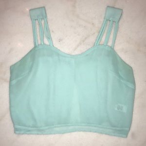 Teal Crop Top with Open Back